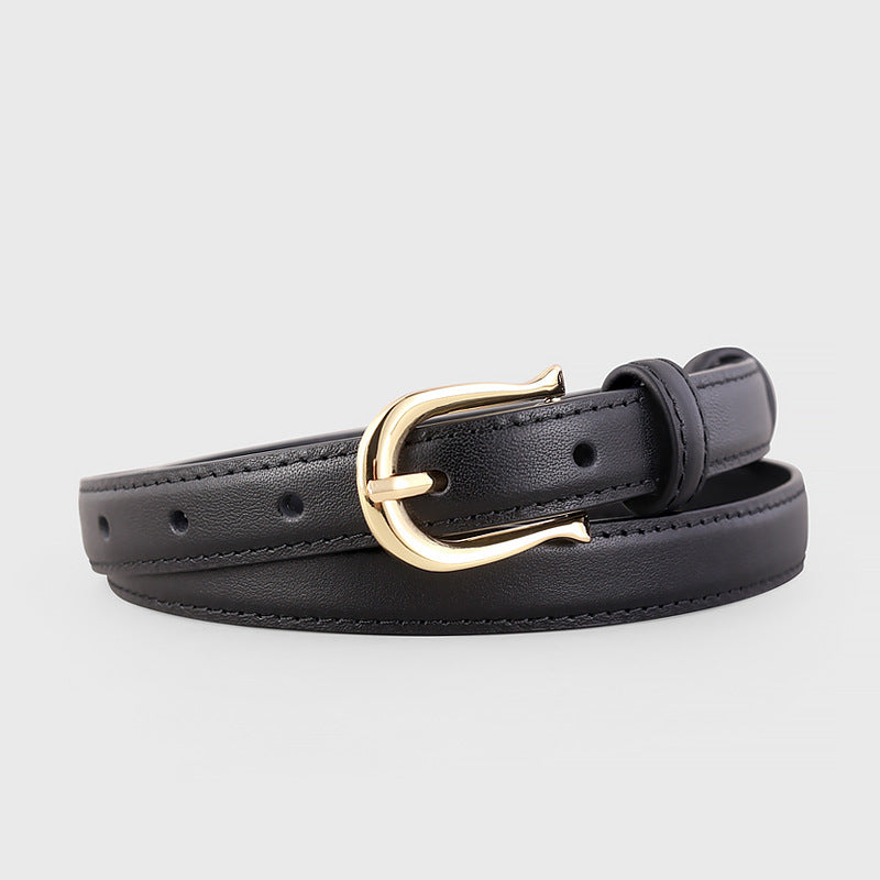 Leather Belt with Golden Buckle - Lilixa.store