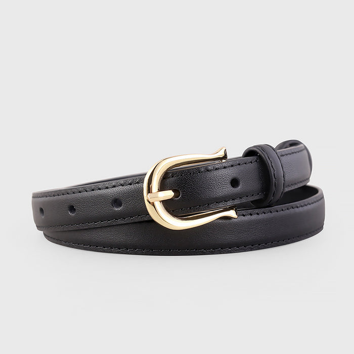 Leather Belt with Golden Buckle - Lilixa.store