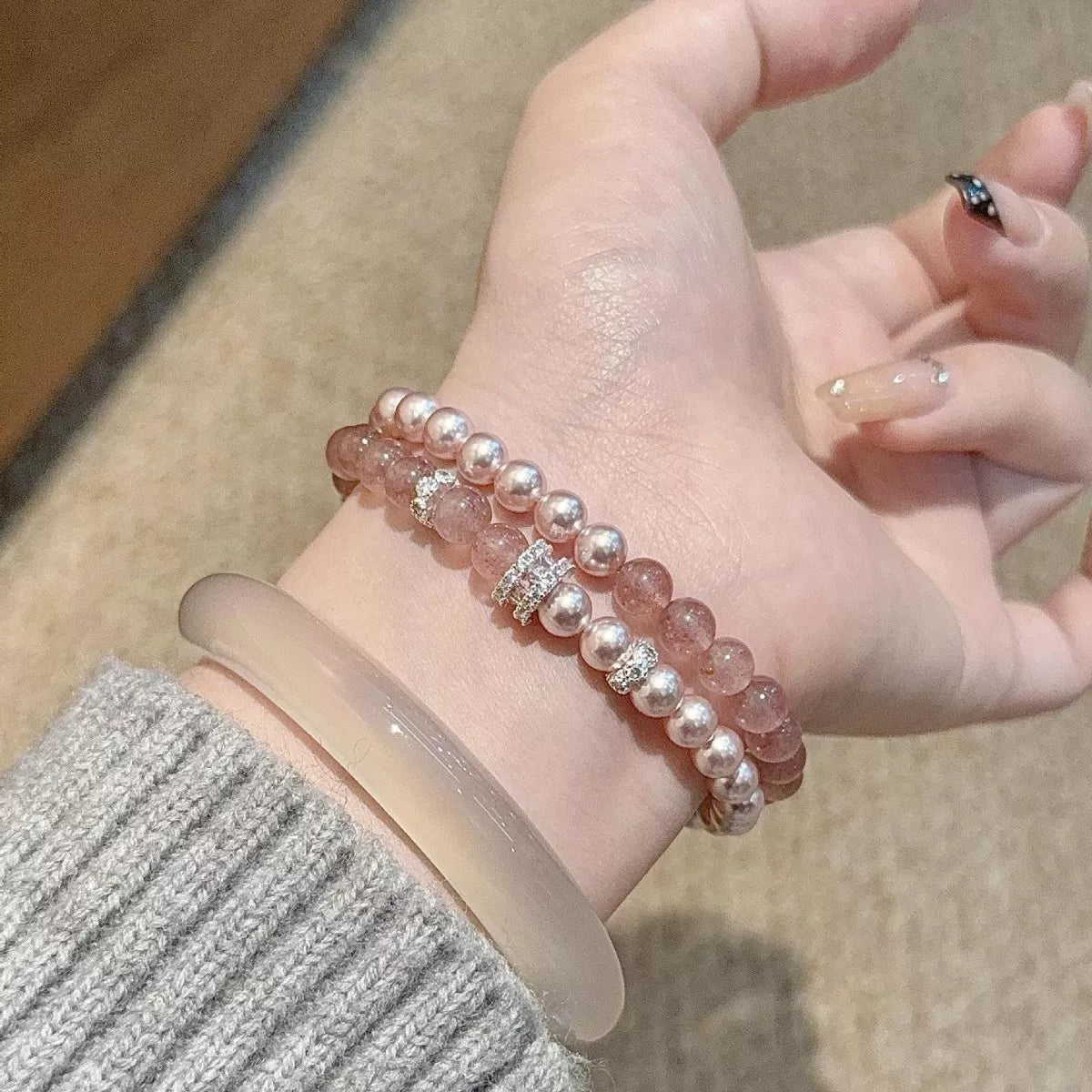 Pearl Beaded Bracelet 2 Piece Set - Lilixa.store
