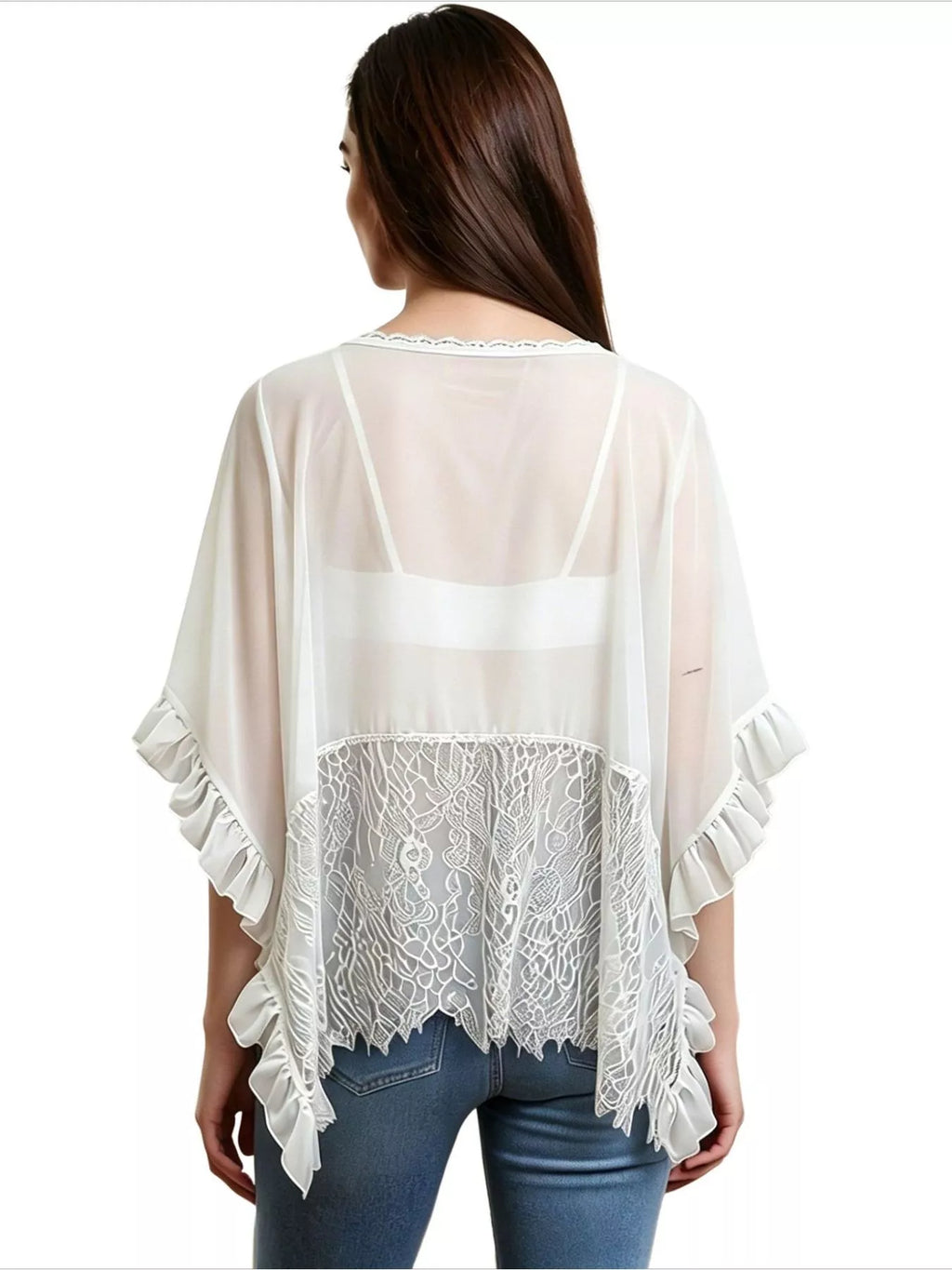 Lace Trim Flowy Cover-Up - Lilixa.store