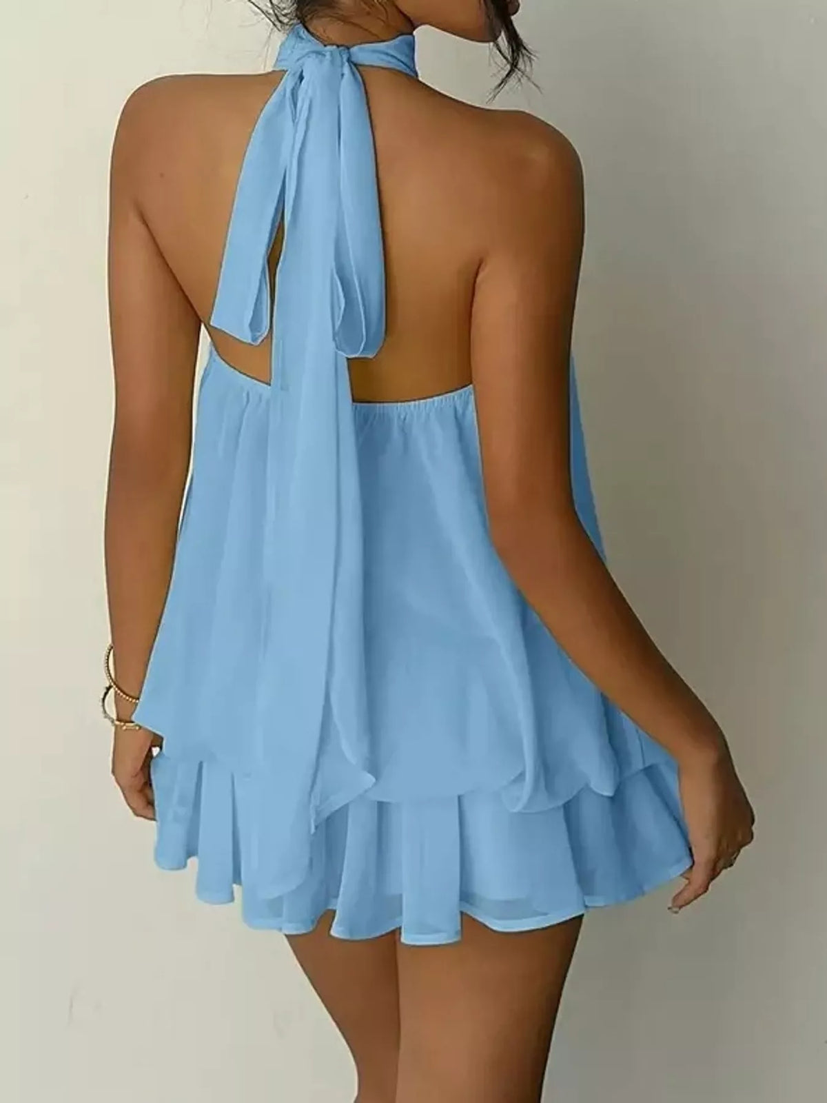 Halter Neck Ruched Mini Dress, view 28