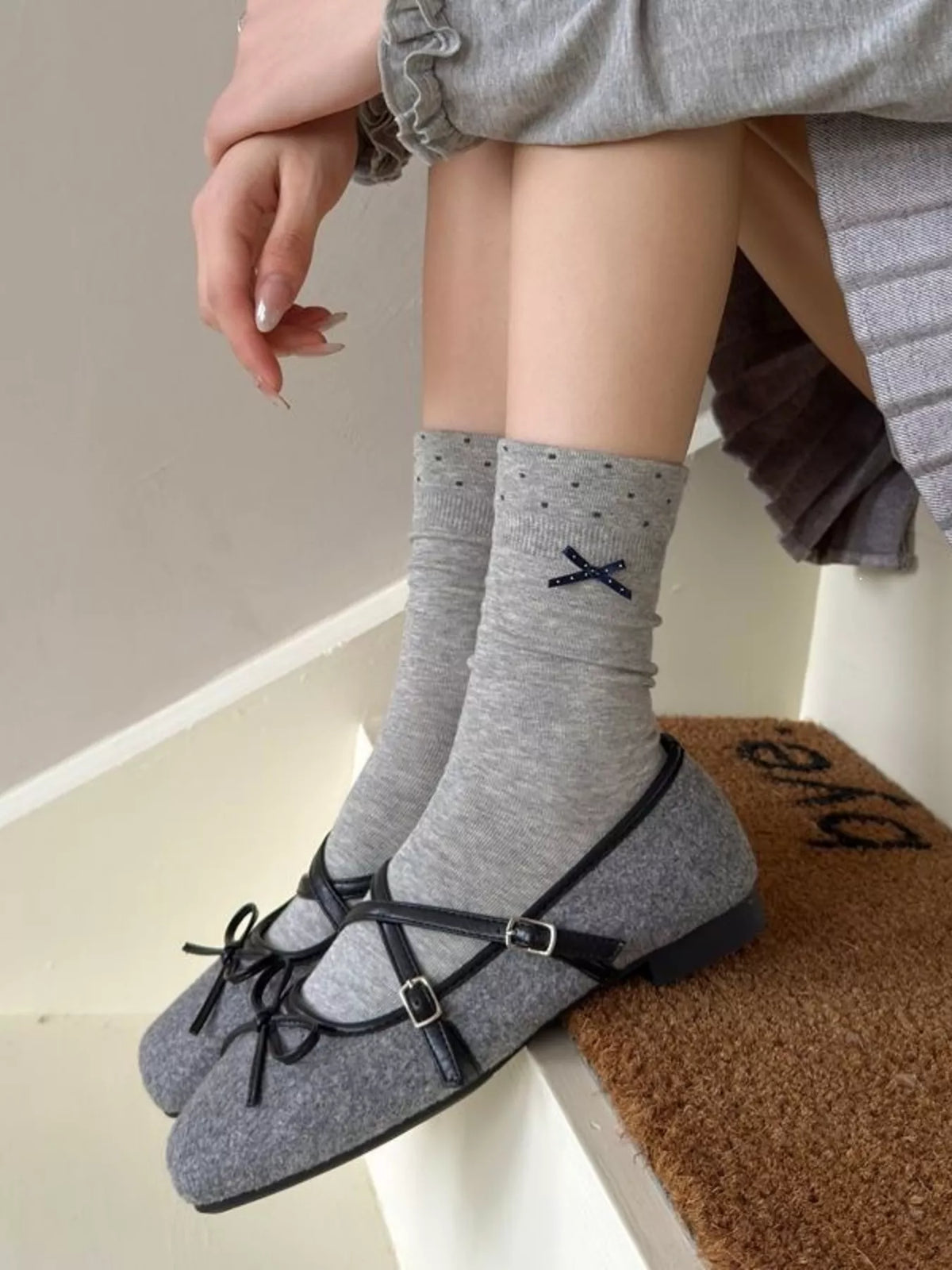 Polka Dot Crew Socks, view 4