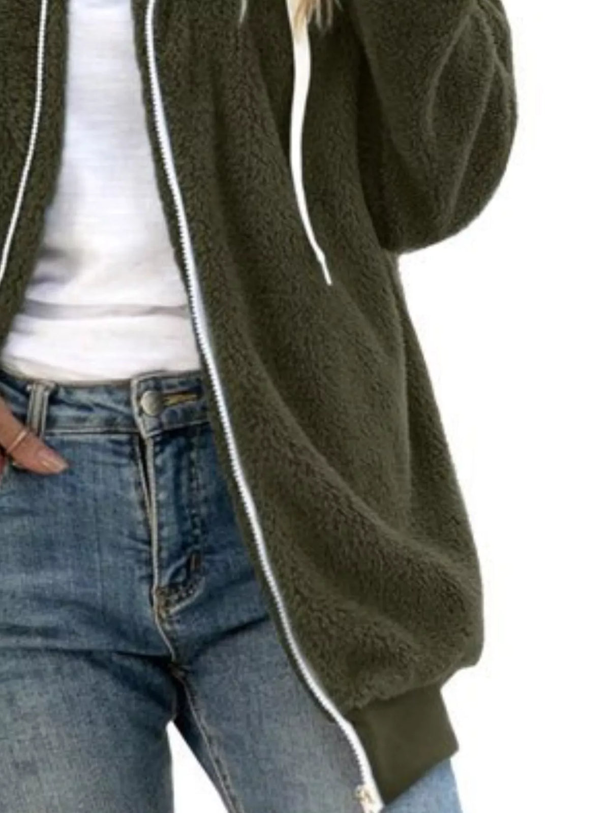 Full Size Cozy Fleece Zip-Up Hooded Jacket Plus Size - Lilixa.store