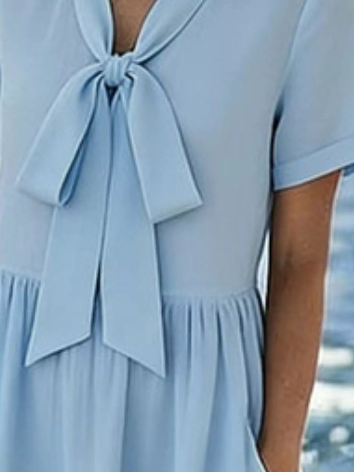 Bow-Tie Short Sleeve Midi Dress