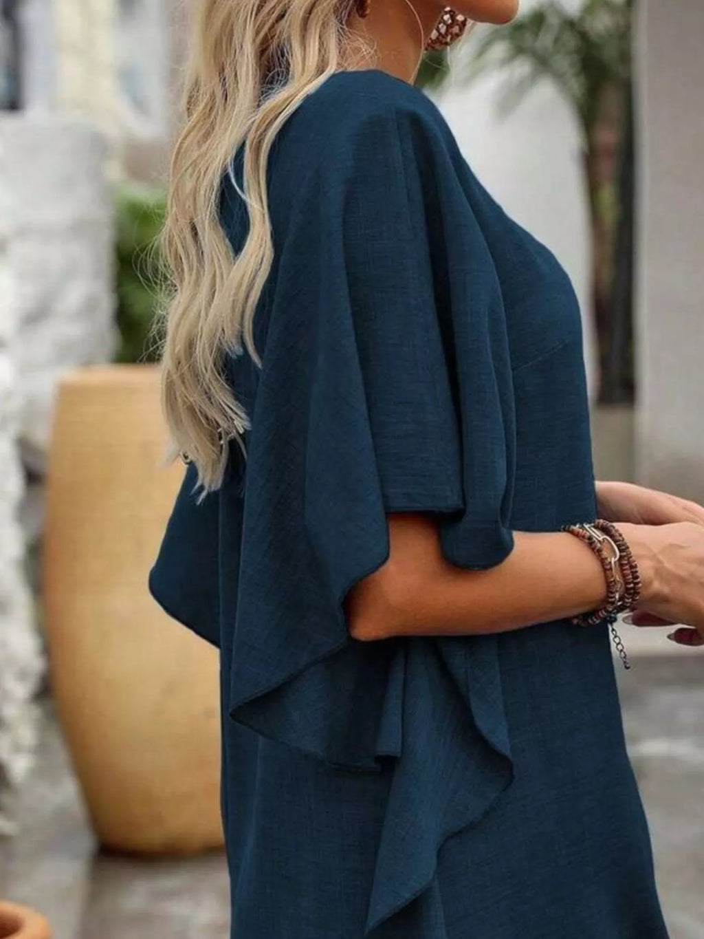 Ruffled Flutter Sleeve V-Neck Mini Dress - Lilixa.store