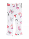 Children's Whimsical Doodle Print Flared Leggings - Lilixa.store