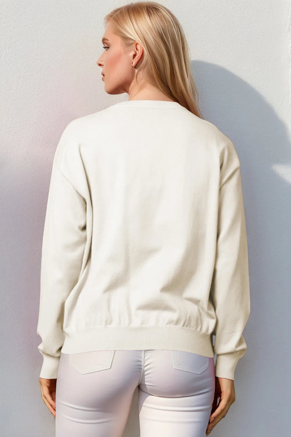 Double Take Full Size Nutcracker Sequin Long Sleeve Sweater, view 3