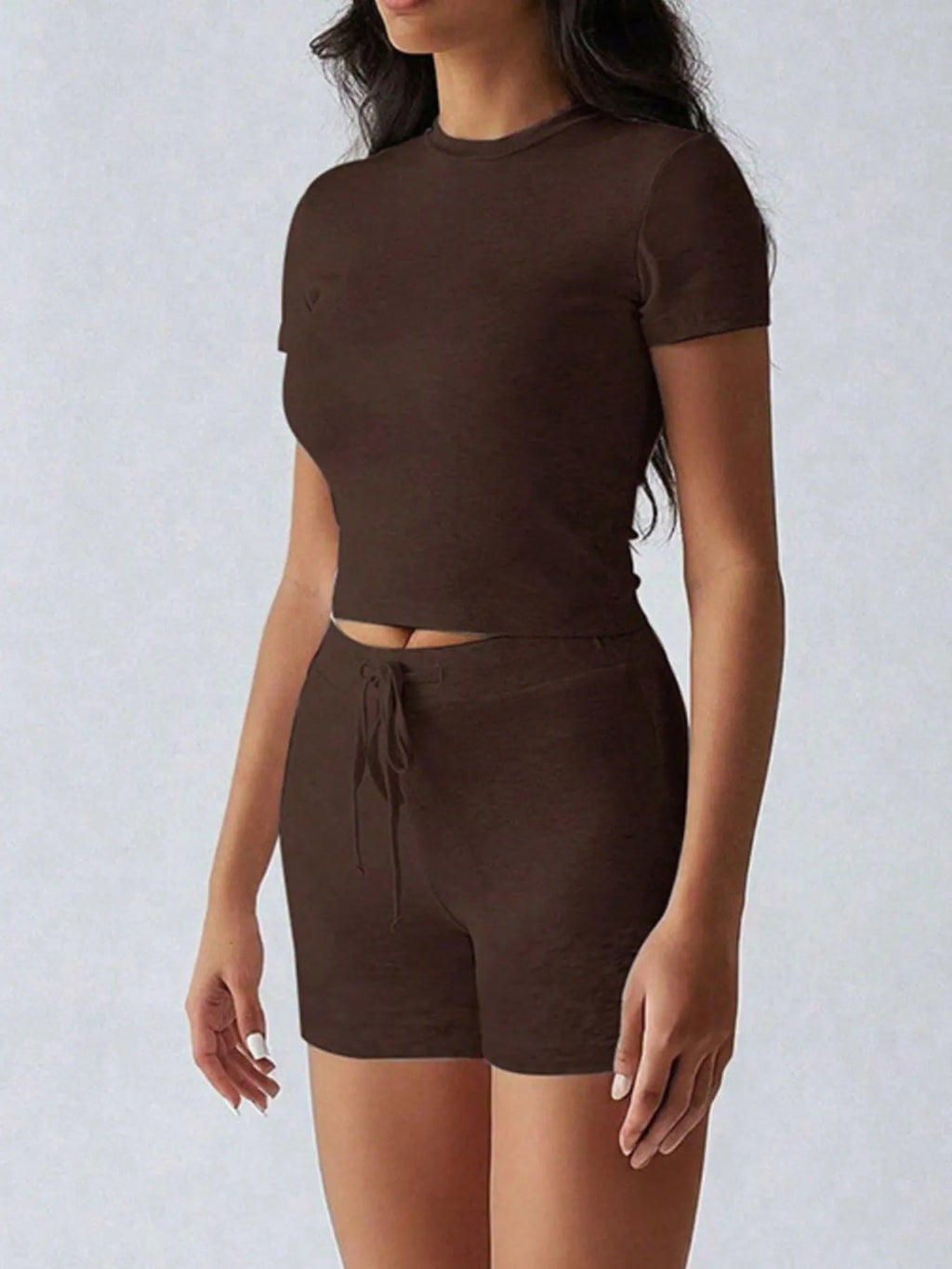 Round Neck Short Sleeve Top and Shorts Set - Lilixa.store
