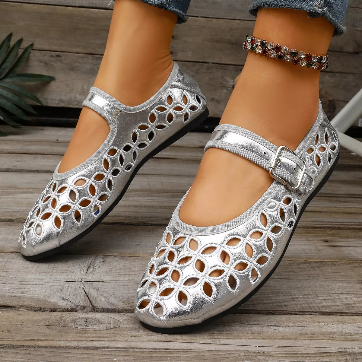 Round Toe Cutout Slip-Ons - Lilixa.store