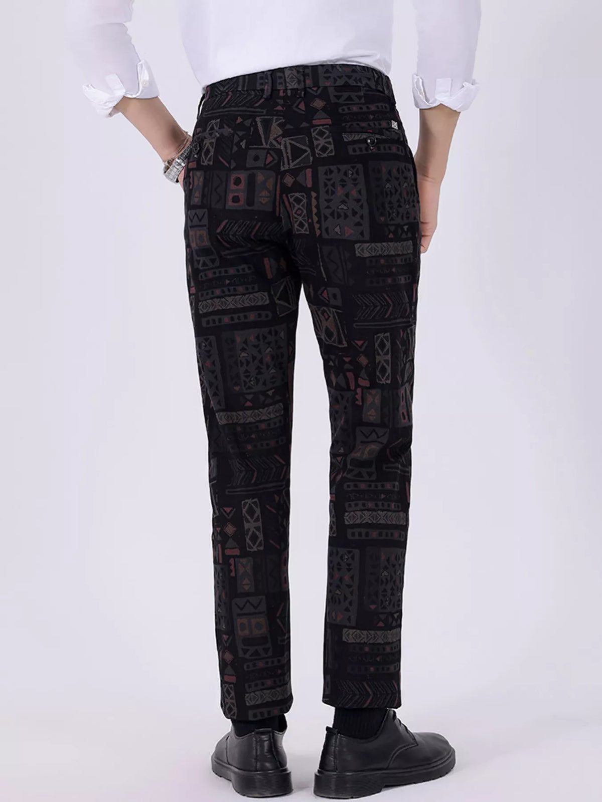 Men's Printed Casual Pants in Black, view 3