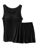 Plus Size Modal Padded Sleeveless Tank Top & Shorts Set - Lilixa.store