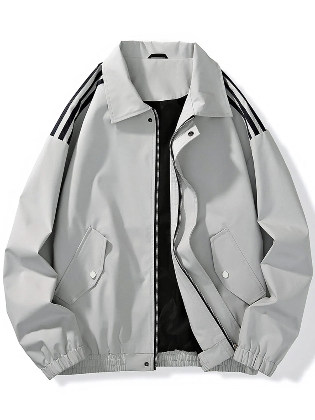 Men's Plus Size Striped Zip Up Jacket - Lilixa.store