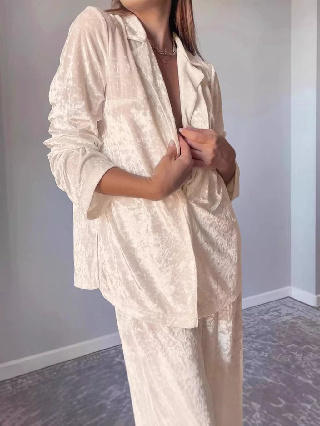 Velvet Long Sleeve Top and Pants Lounge Set - Lilixa.store