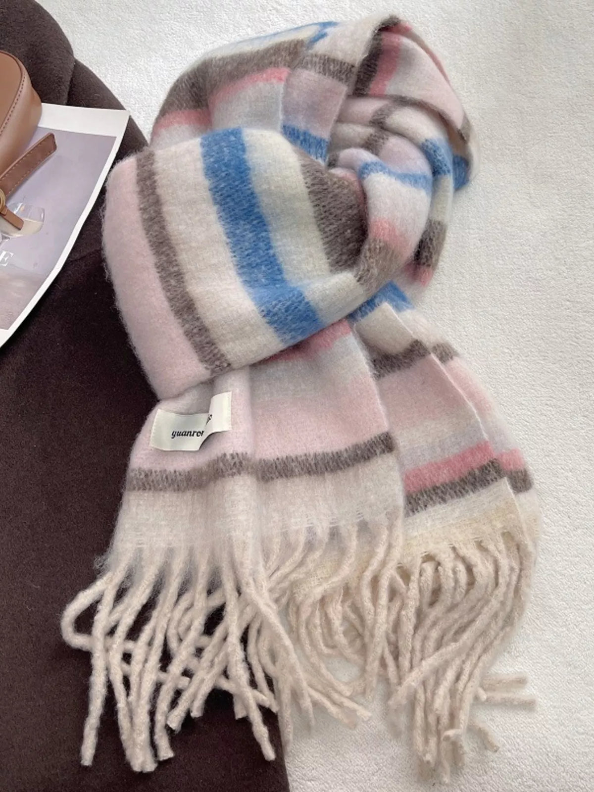 Soft Plaid Tassel Warm Scarf - Lilixa.store