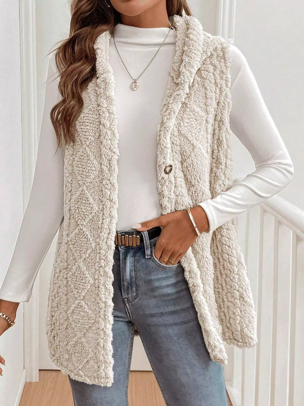 Cozy Sherpa Fleece Hooded Vest Coat - Lilixa.store