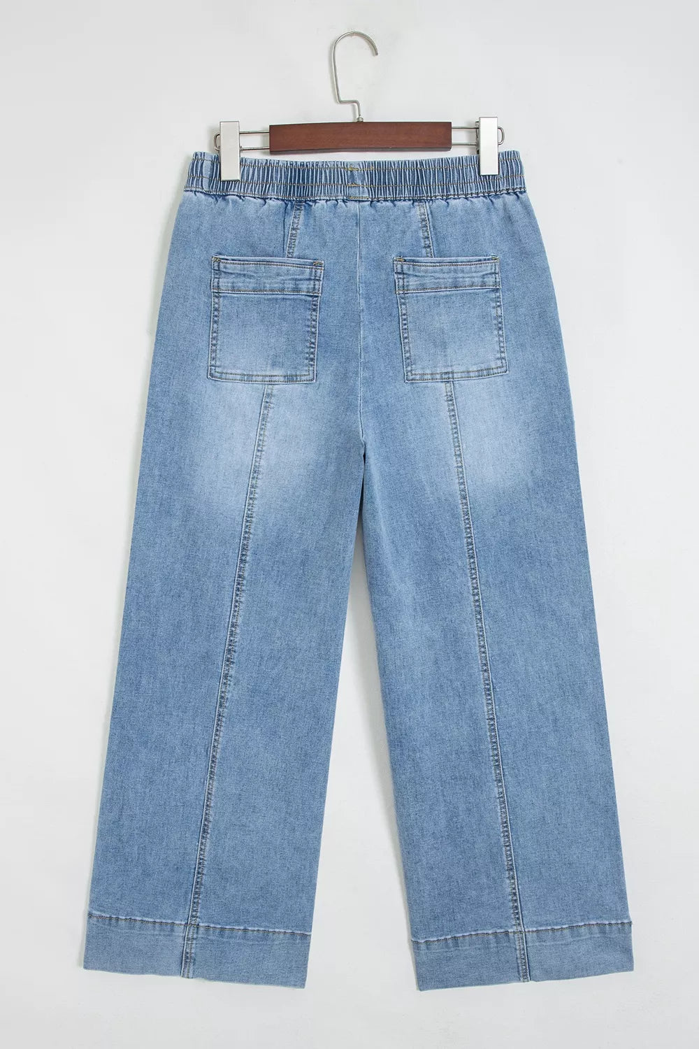 Drawstring Waist Wide Leg Ankle Length Jeans - Lilixa.store
