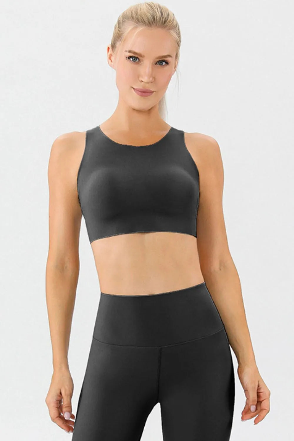 Round Neck Wide Strap Active Bra - Lilixa.store