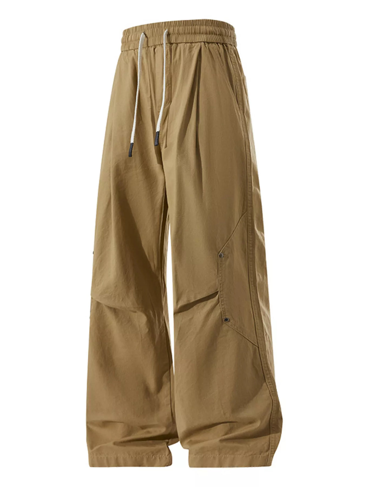 Men's Plus Size Loose Fit Drawstring Cargo Pants in Khaki