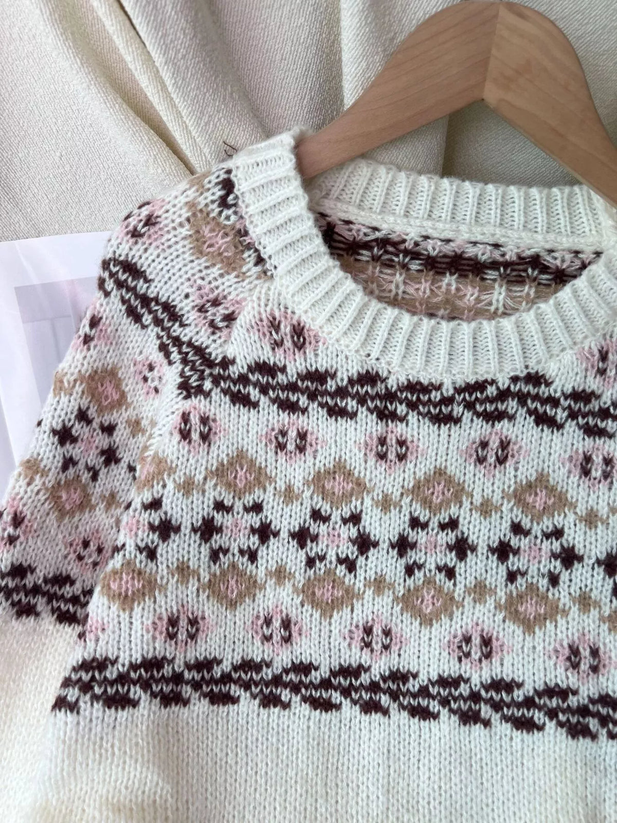 Fair Isle Patterned Round Neck Sweater, view 5