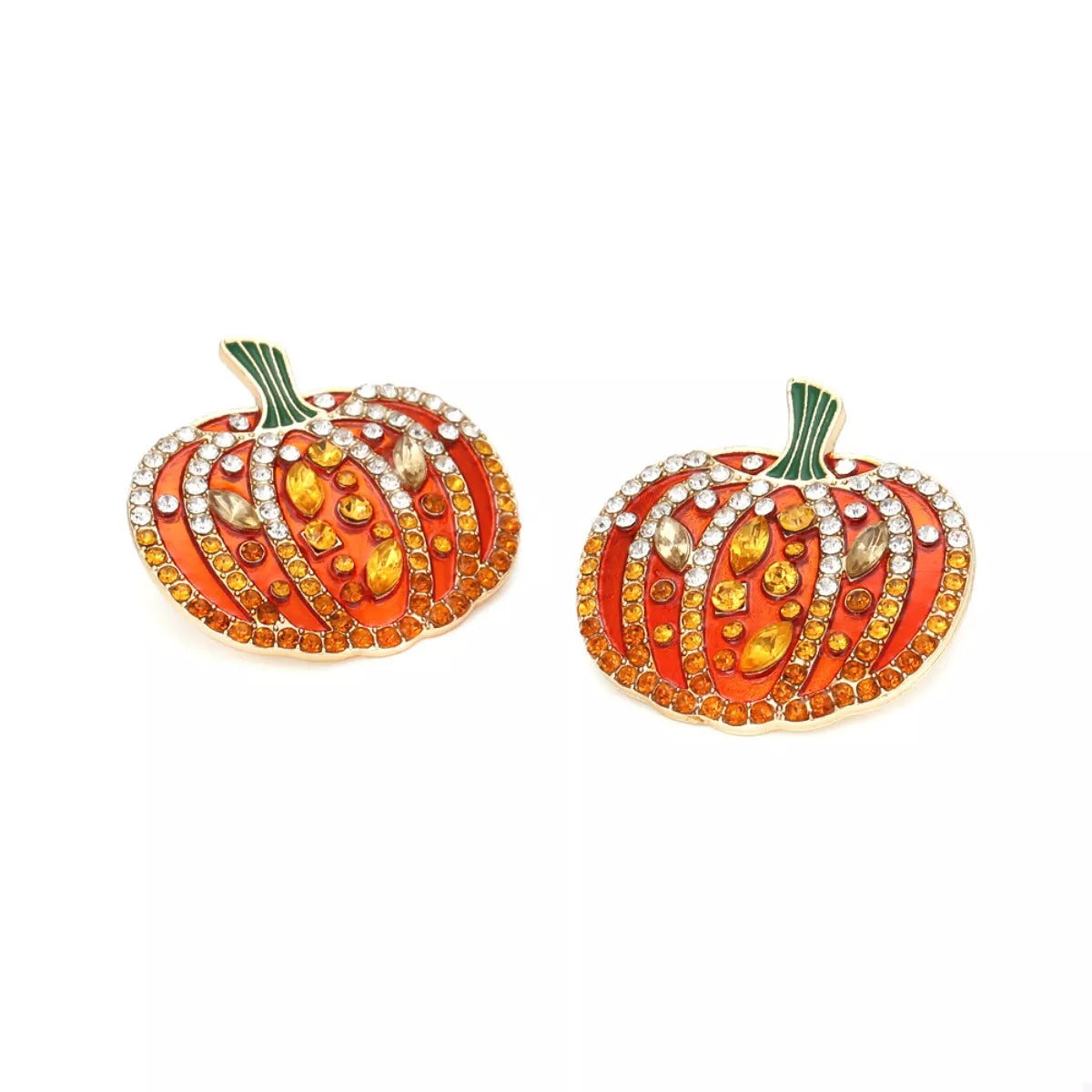 Halloween Pumpkin Rhinestone Stud Earrings - Lilixa.store