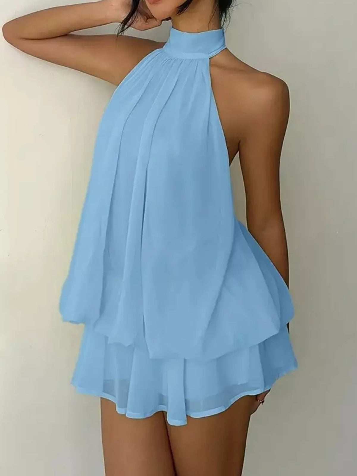Halter Neck Ruched Mini Dress, view 26