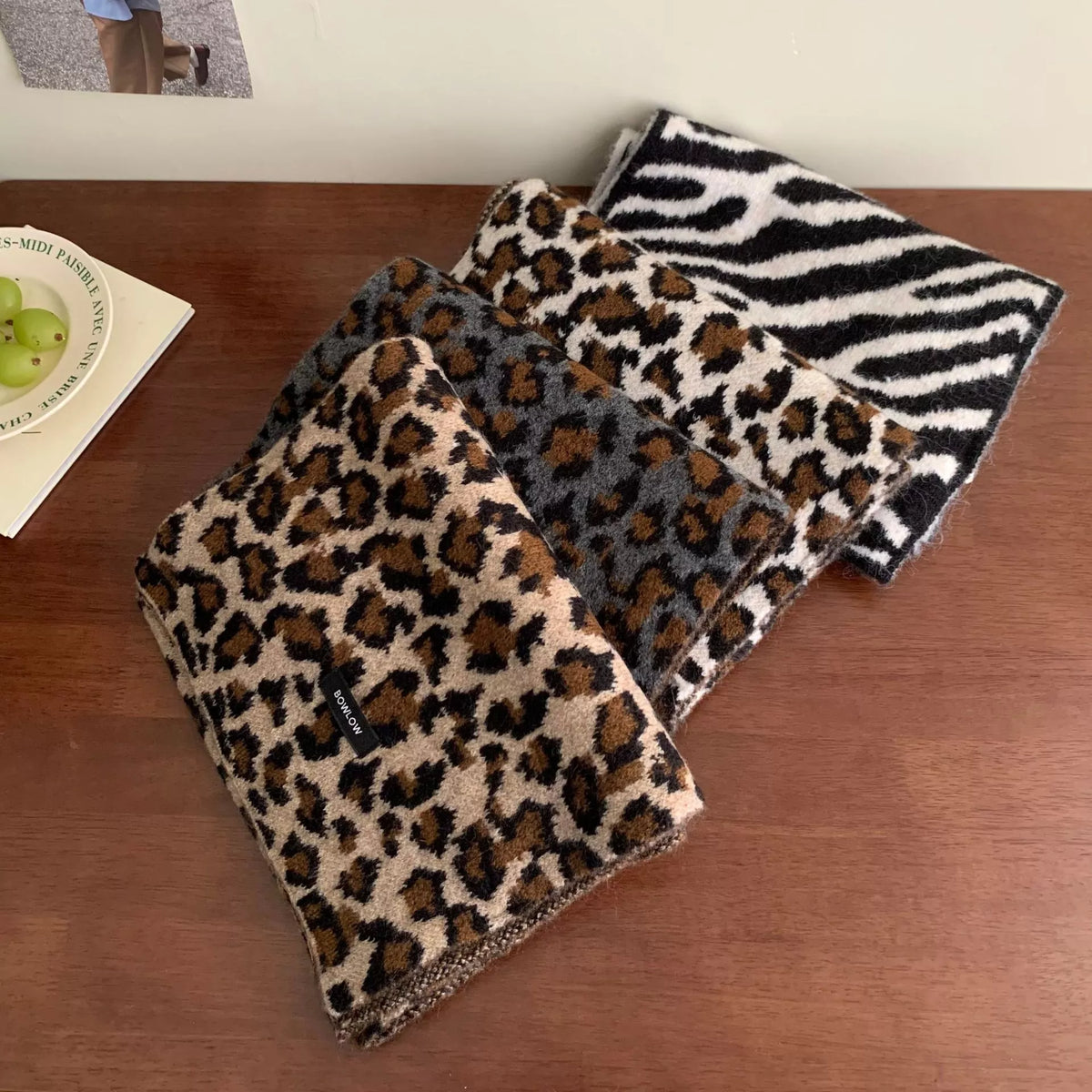 Animal Print Plush Winter Scarf - Lilixa.store