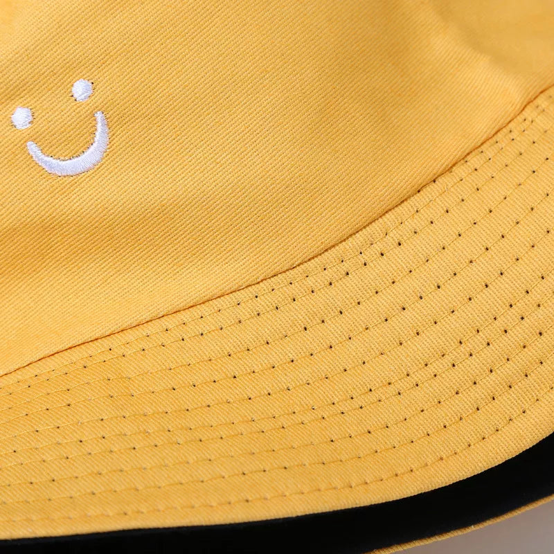 Embroidered Smiley Face Bucket Hat - Lilixa.store