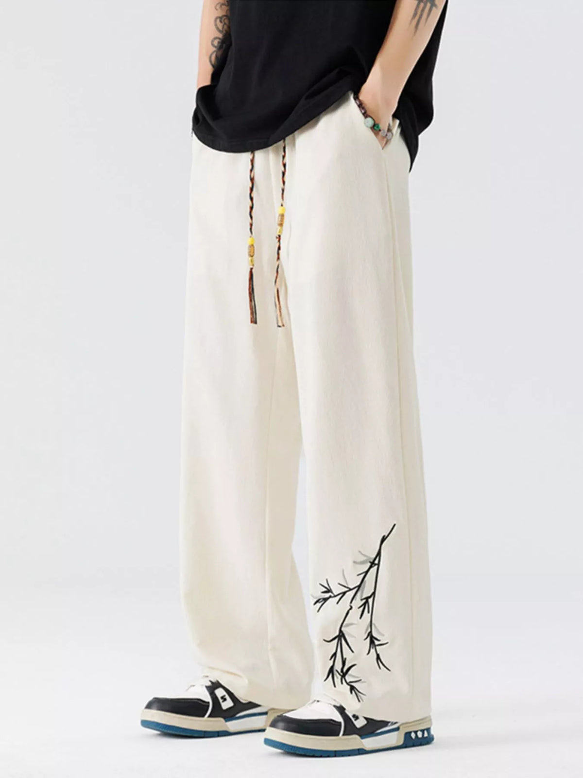 Men's Full Size Wide Leg Pants Plus Size in Beige