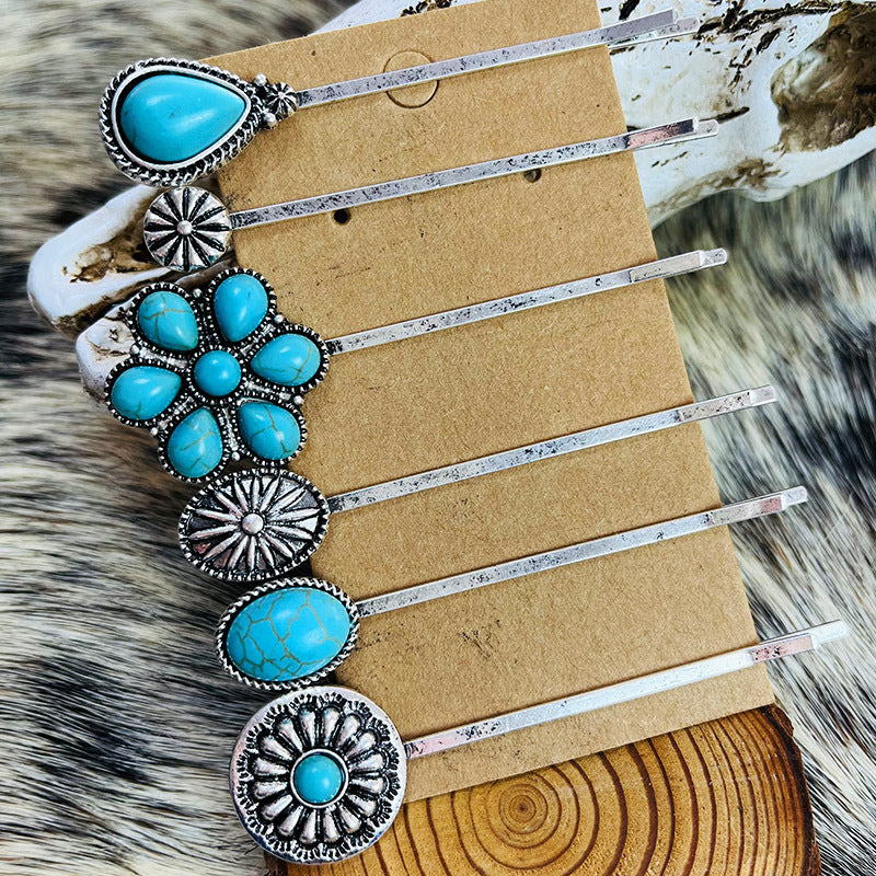Turquoise Alloy Hairpin - Lilixa.store