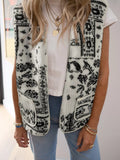 Sherpa Paisley Print Pocketed Western Fashion Vest Jacket - Lilixa.store
