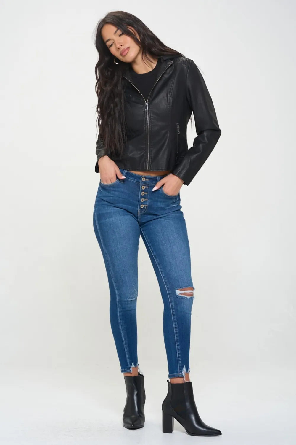 Coalition LA Zip Up Hooded Jacket in Black, view 4