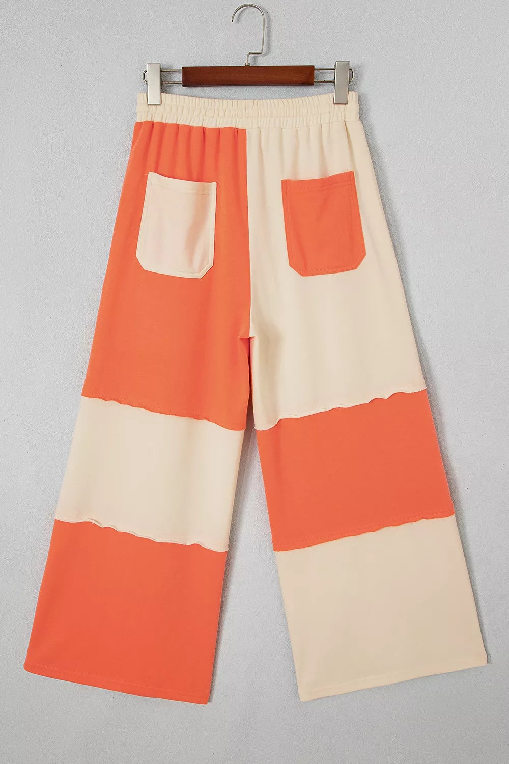 Raw Seam Colorblock Wide Leg Ankle Length Casual Pants - Lilixa.store
