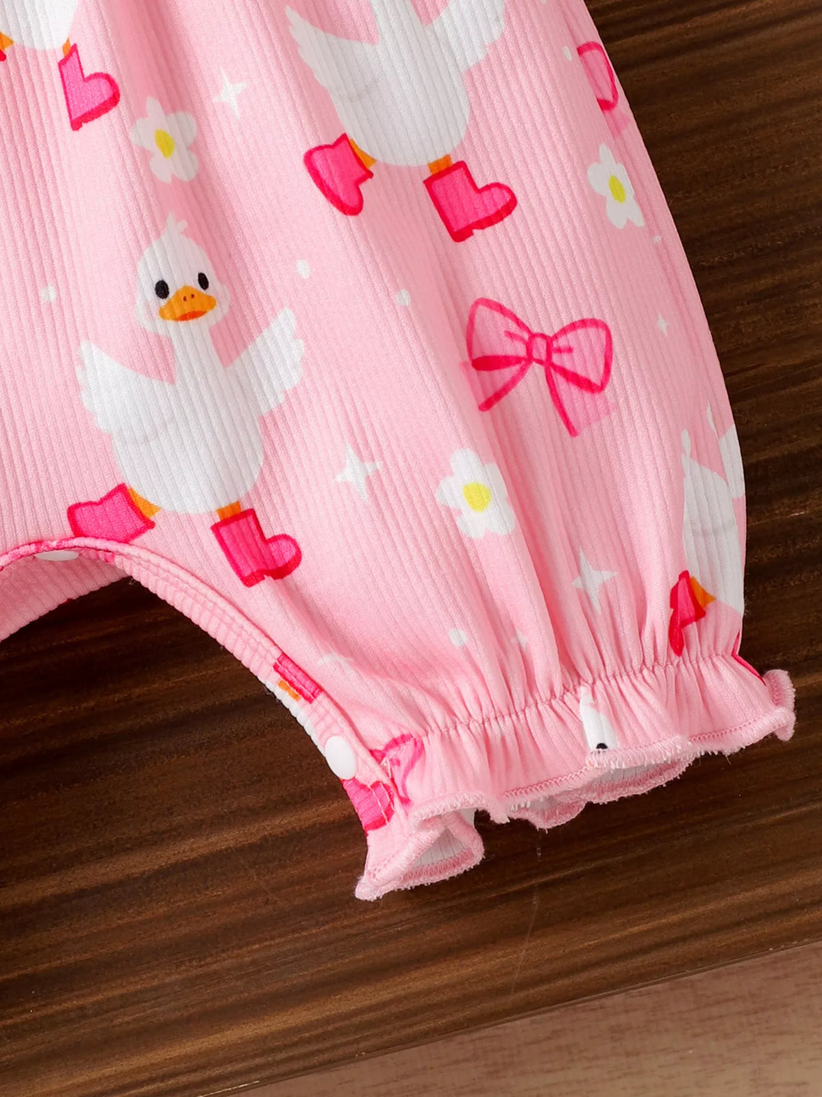 Children's Bow Duck Print Romper with Headband - Lilixa.store