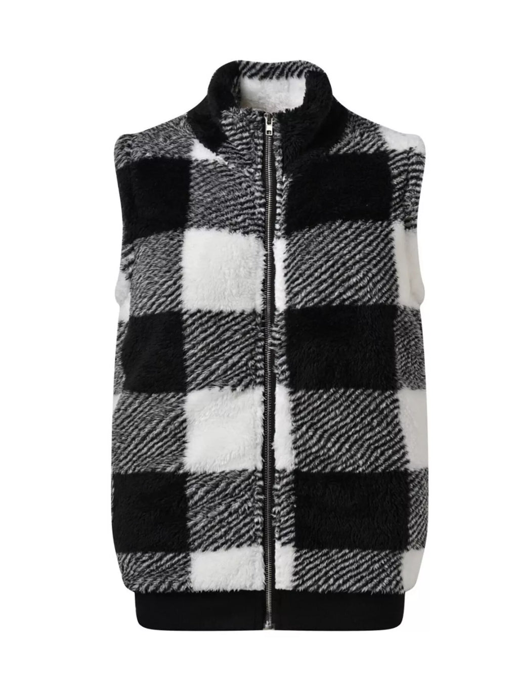 Plus Size Cozy Plaid Fleece Vest Coat - Lilixa.store
