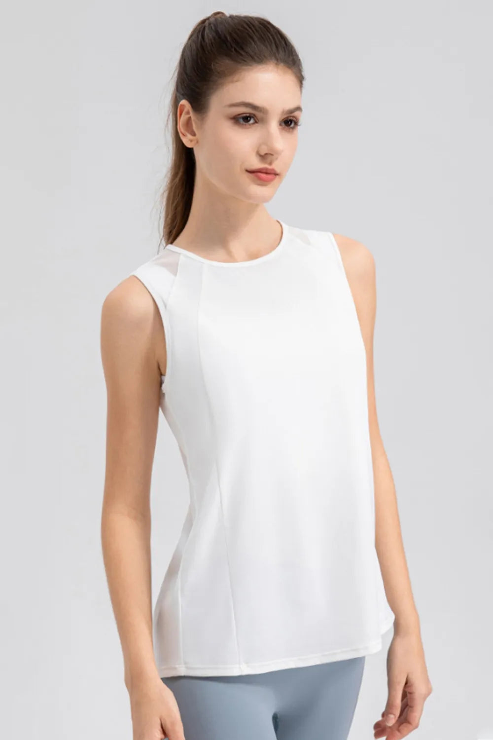 Round Neck Wide strap Active Tank - Lilixa.store