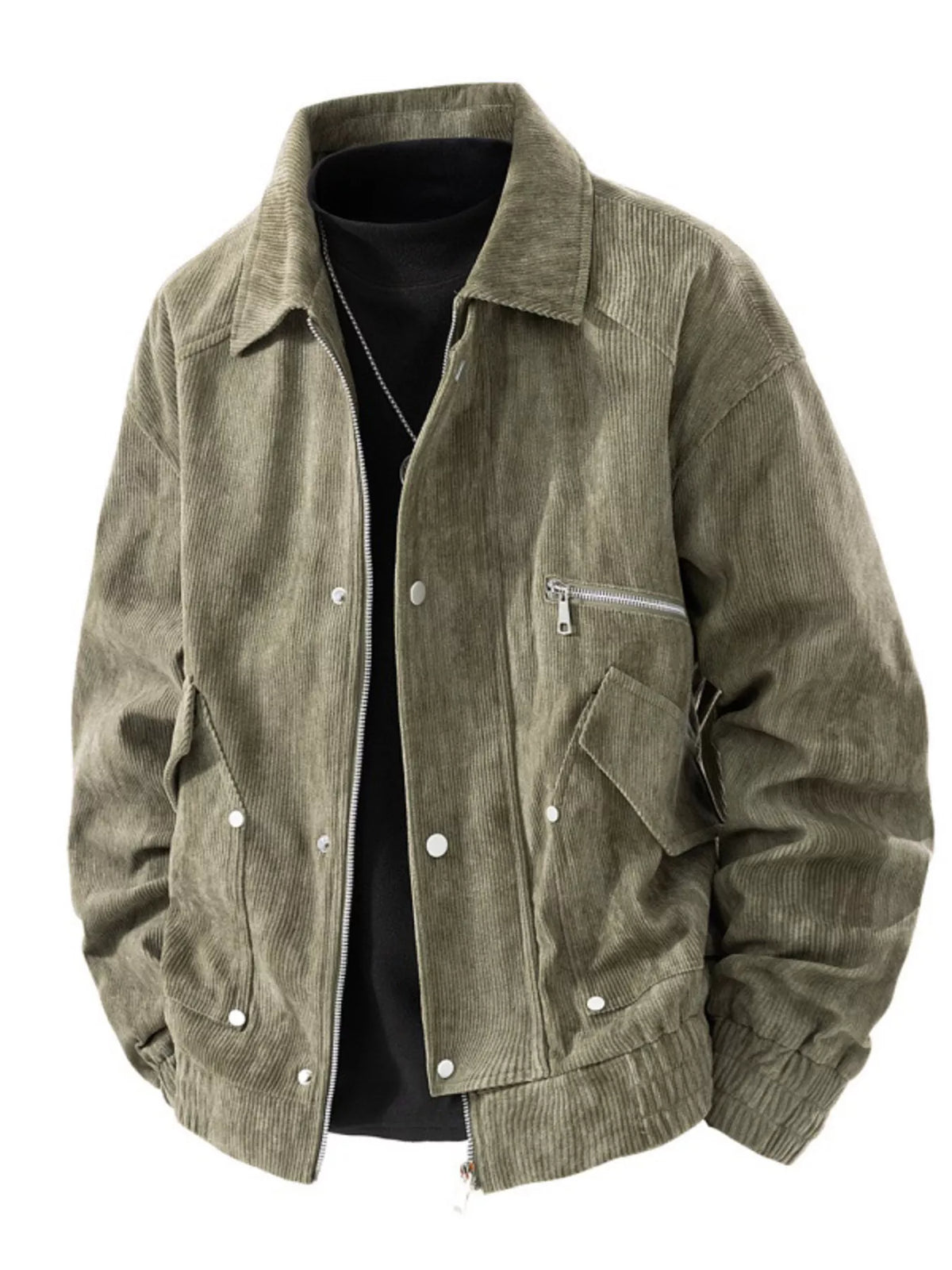 Men's Plus Size Casual Corduroy Snap-Down Jacket - Lilixa.store