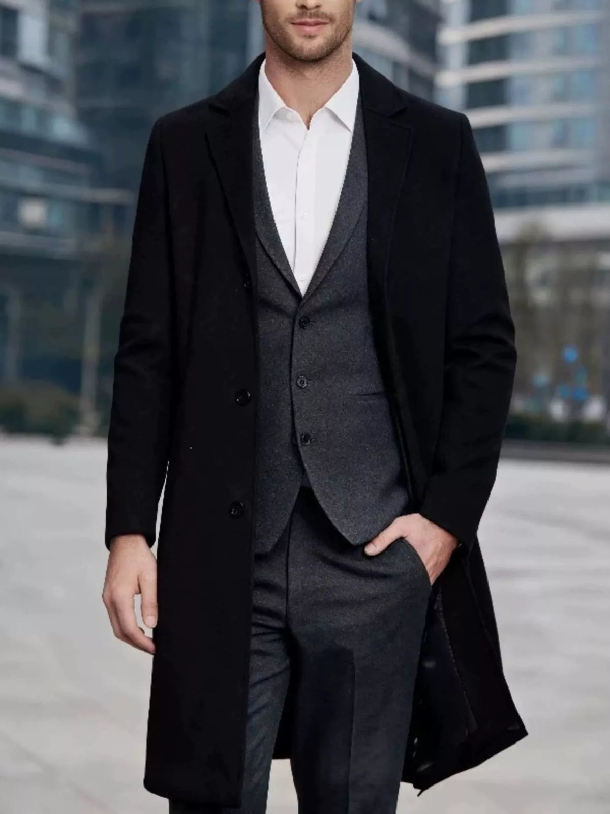 Men's Plus Size Slim-Fit Lapel Collar Overcoat - Lilixa.store