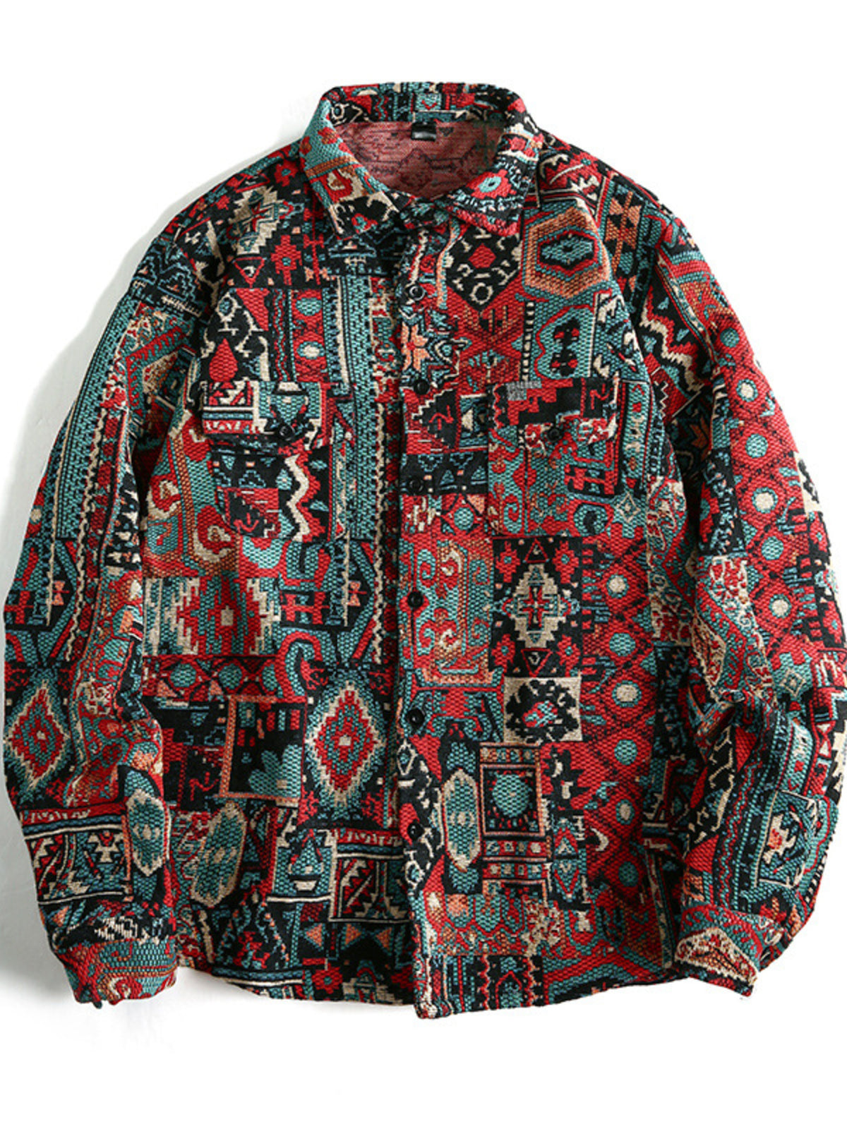 Men's Geometric Button Up Shacket - Lilixa.store