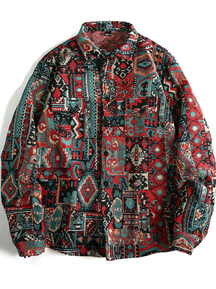 Men's Geometric Button Up Shacket - Lilixa.store