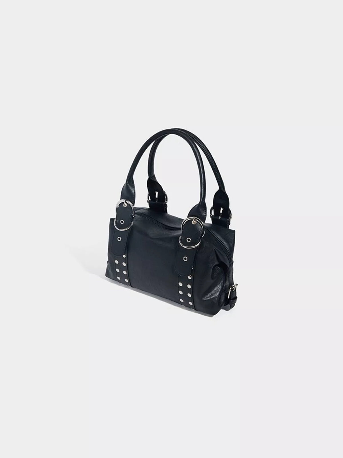 Studded Decor Shoulder Bag with Buckle Detail in Black, view 3