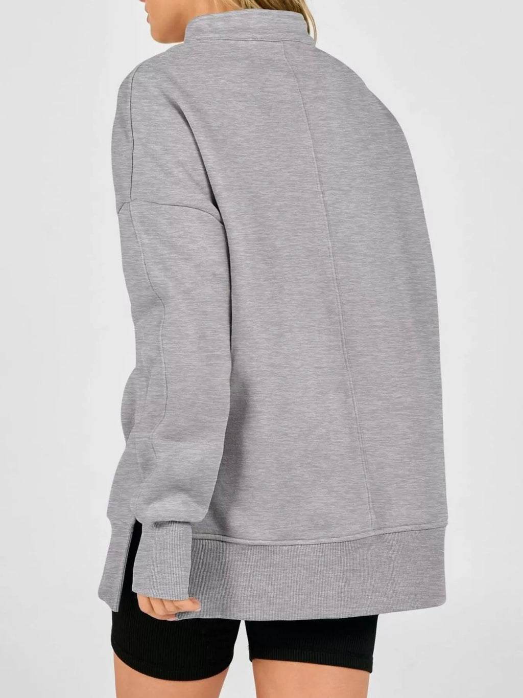 Quarter-Zip Dropped Shoulder Sweatshirt - Lilixa.store