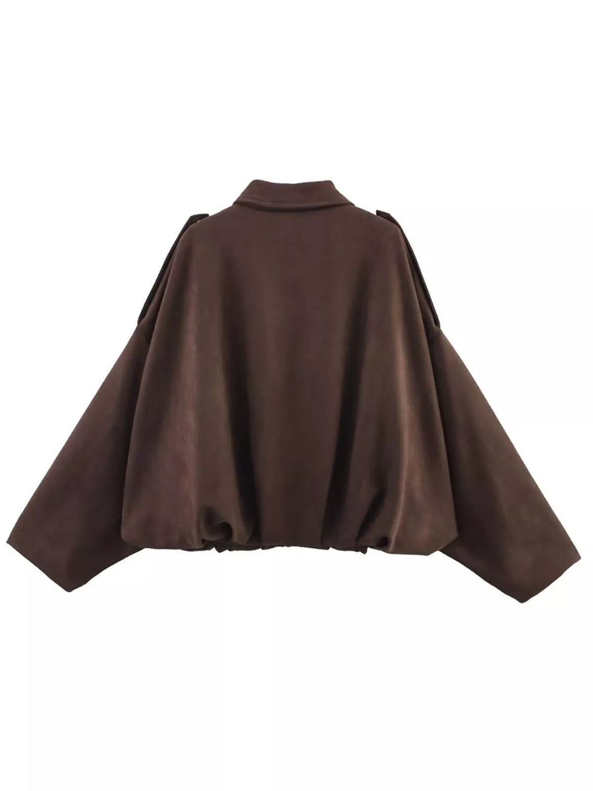 Collared Neck Dropped Shoulder Jacket - Lilixa.store