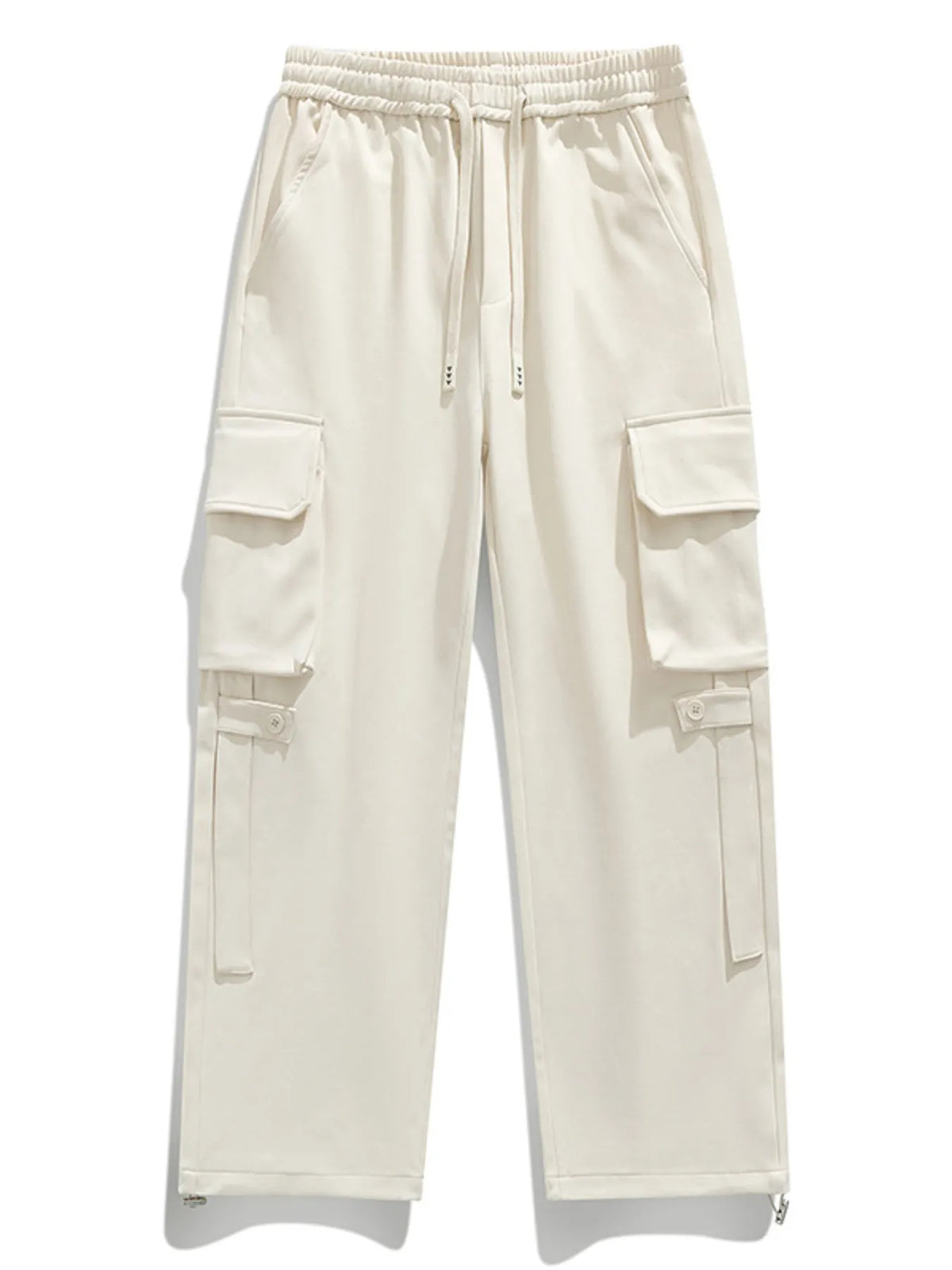 Men's Plus Size Loose Fit Cargo Pants with Drawstring in Apricot