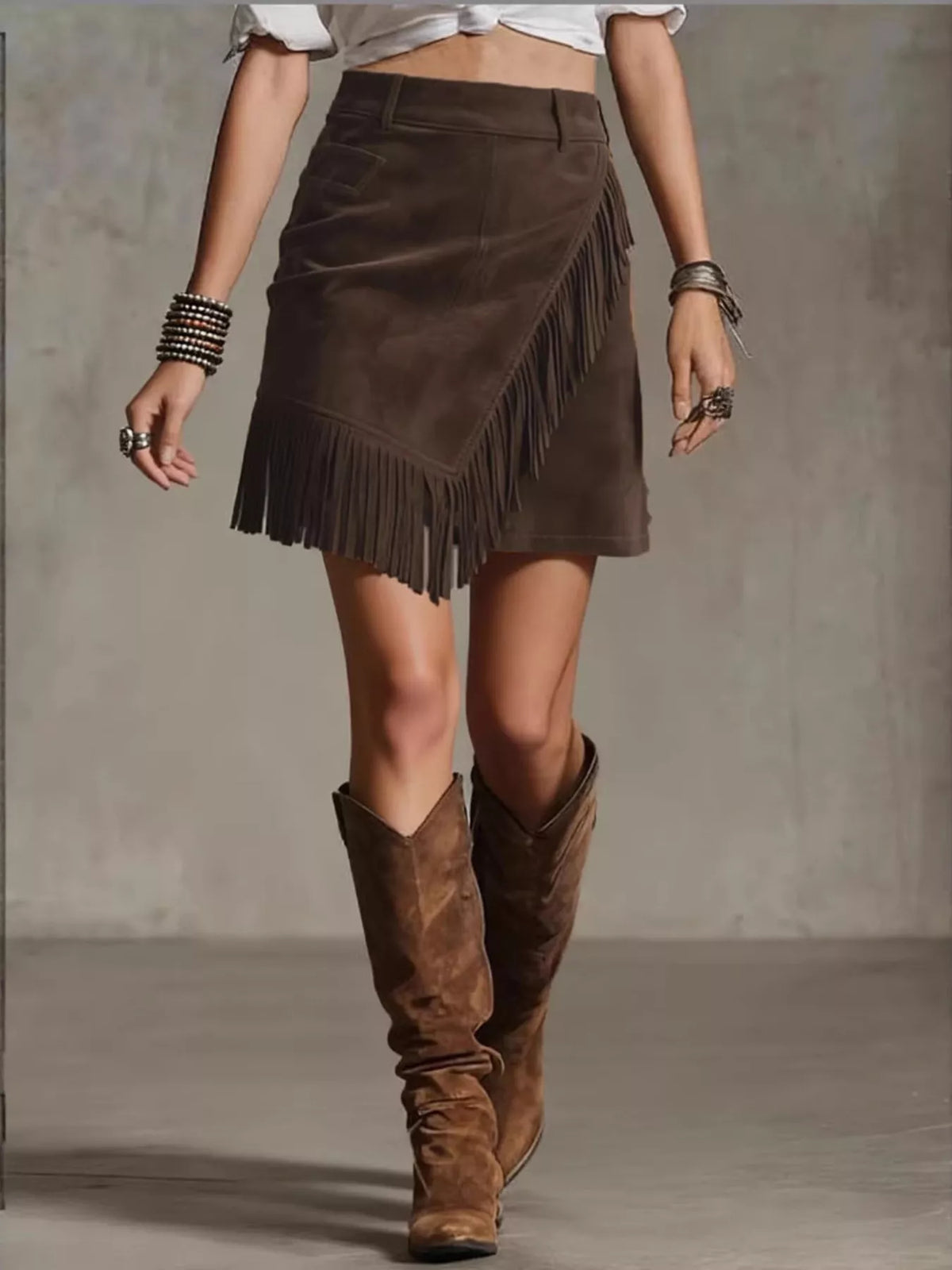 Fringed Wrap Mini Skirt - Lilixa.store