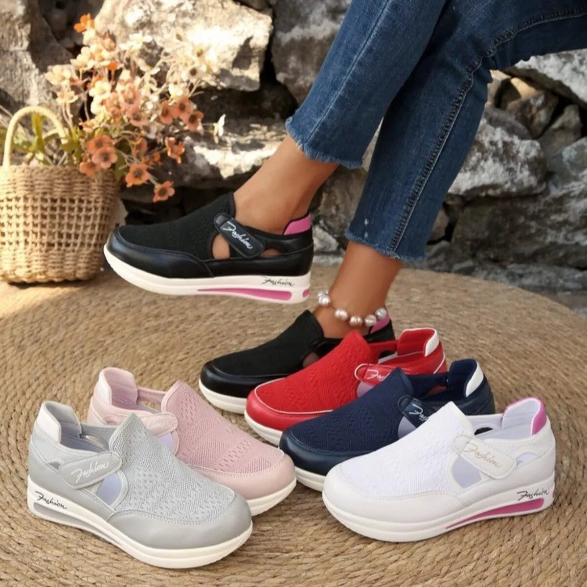 Breathable Mesh Wedge Sneakers - Lilixa.store