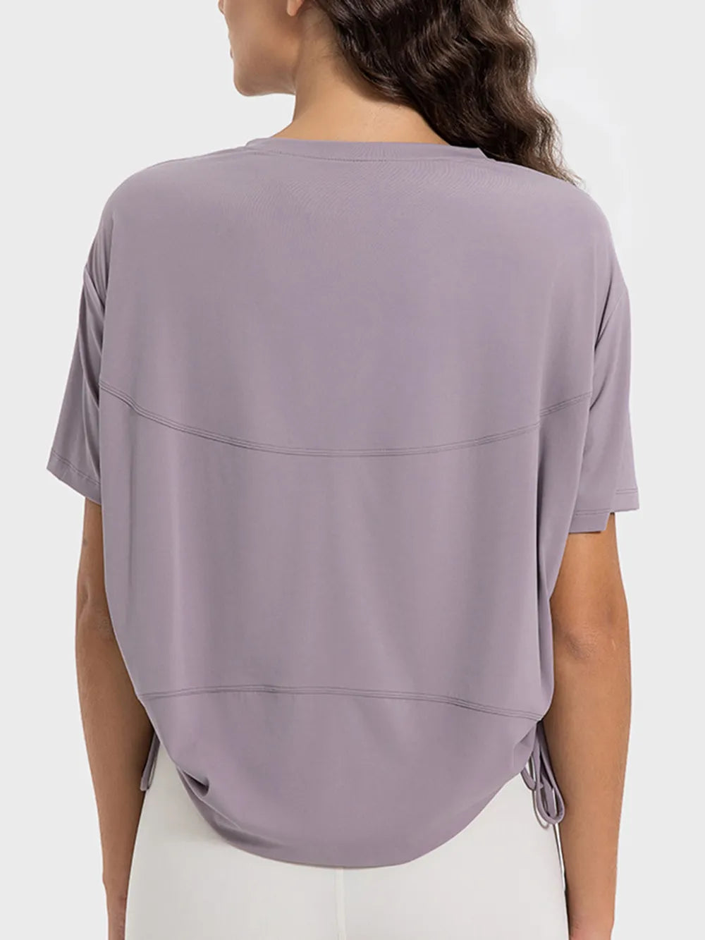 Millennia Drawstring Round Neck Short Sleeve Active T-Shirt - Lilixa.store