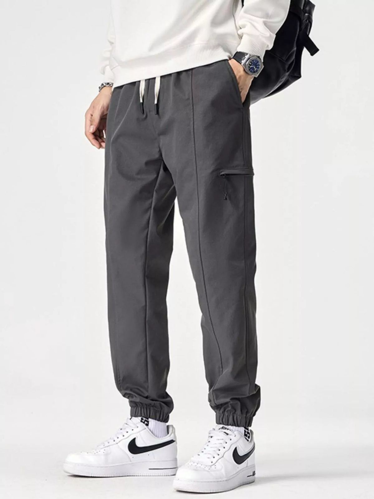 Men's Plus Size Drawstring Wide Leg Joggers, view 6