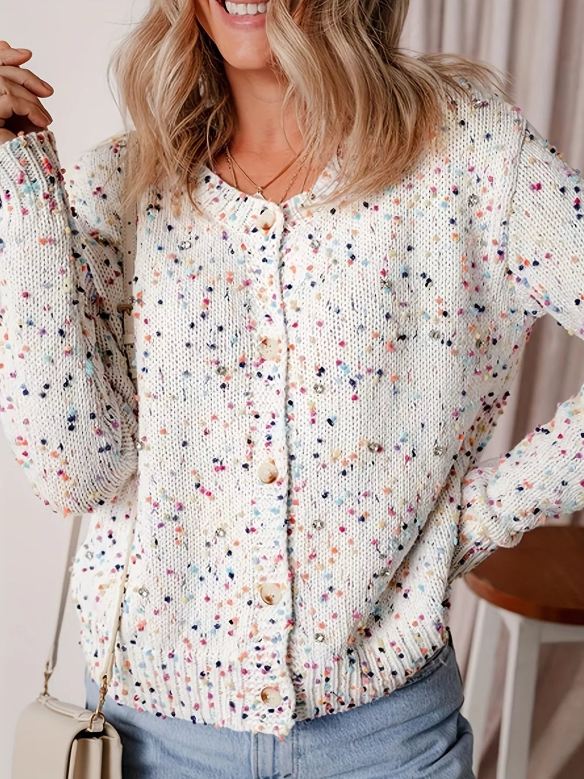 Textured Knit Button-Up Cardigan - Lilixa.store