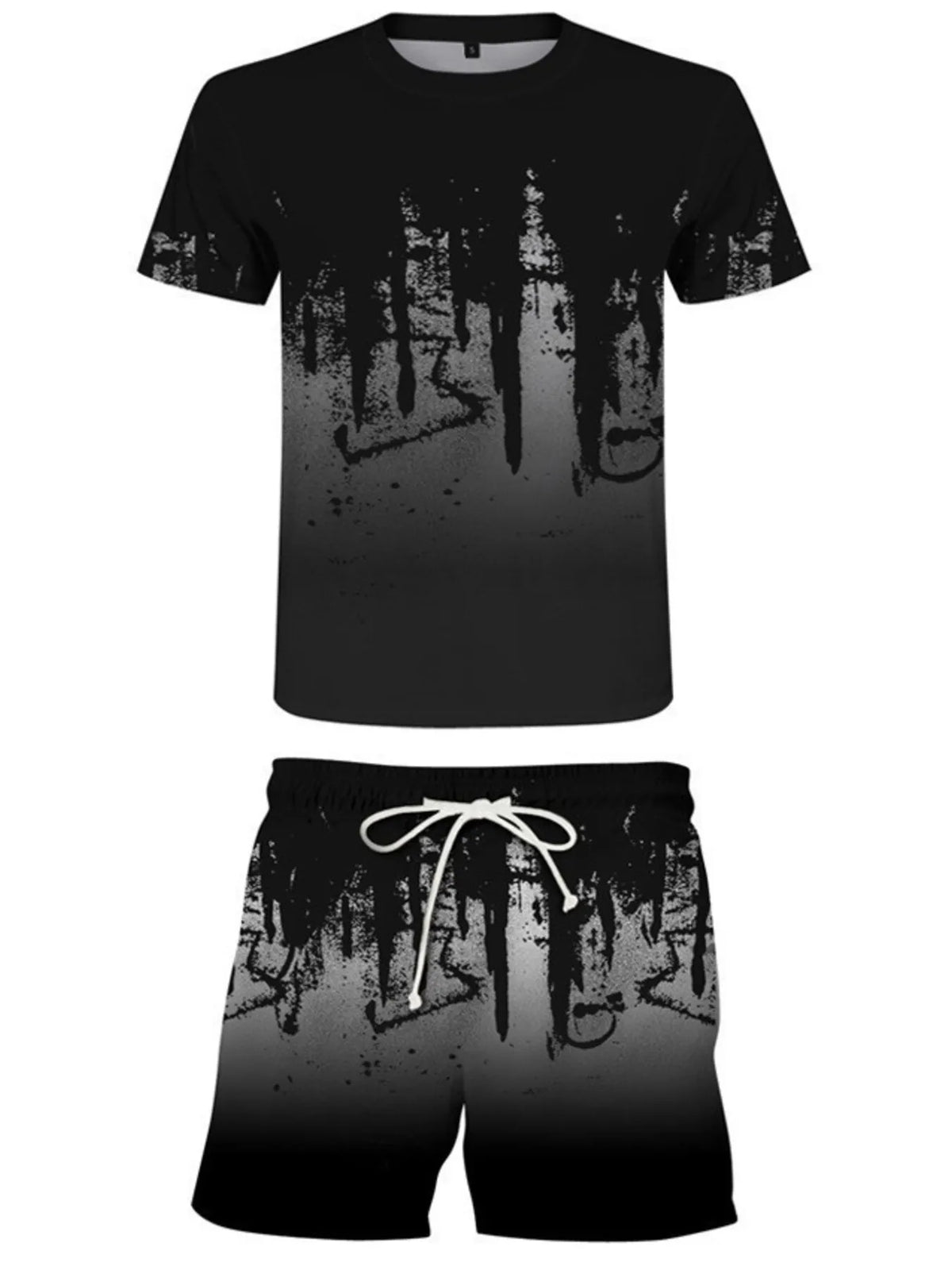 Men's Full Size Printed Short Sleeve Tee and Shorts Set Plus Size - Lilixa.store