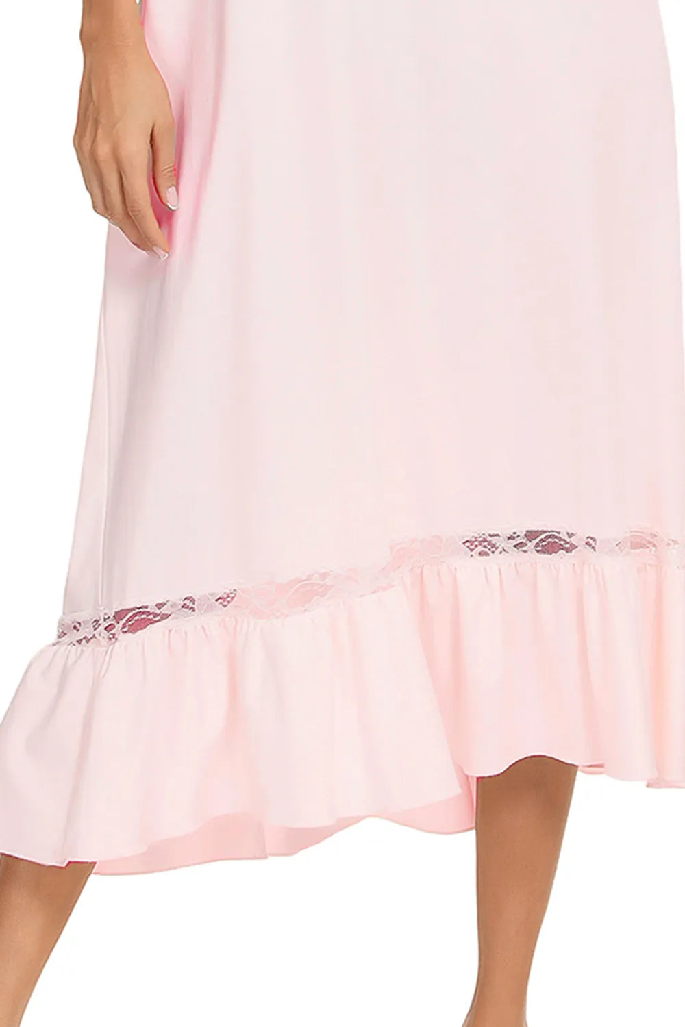 Lace Detail Short Sleeve Lounge Dress - Lilixa.store